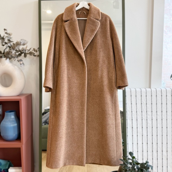 Max Mara Alpaca Wool Belted Wrap Maxi Winter Warm Robe Coat Camel Sz 36 US 6 - Picture 11 of 14